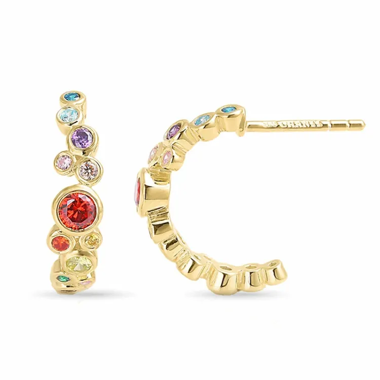 multikleurige halfcreool in verguld zilver - Bubbly Twist