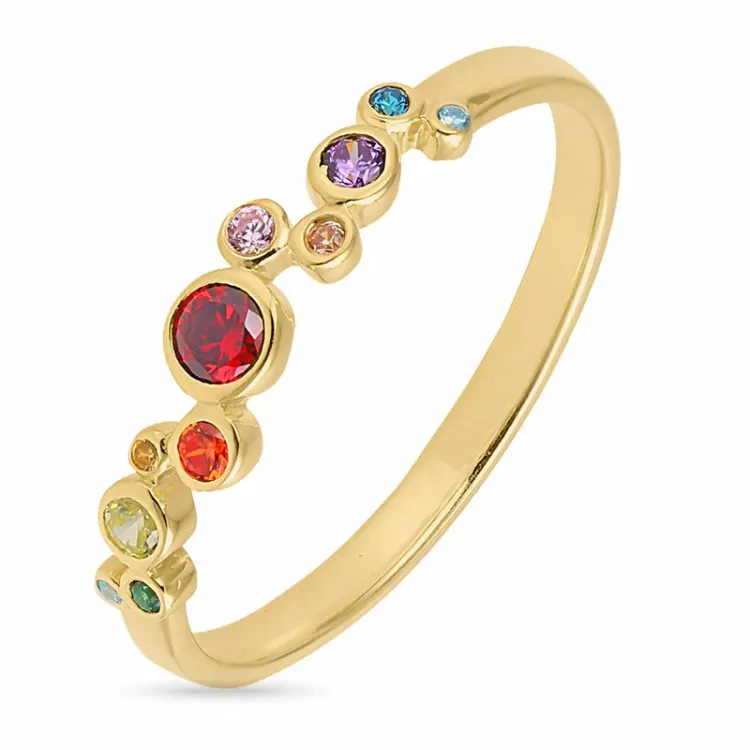 veelkleurig ring in verguld sterlingzilver - Bubbly Twist