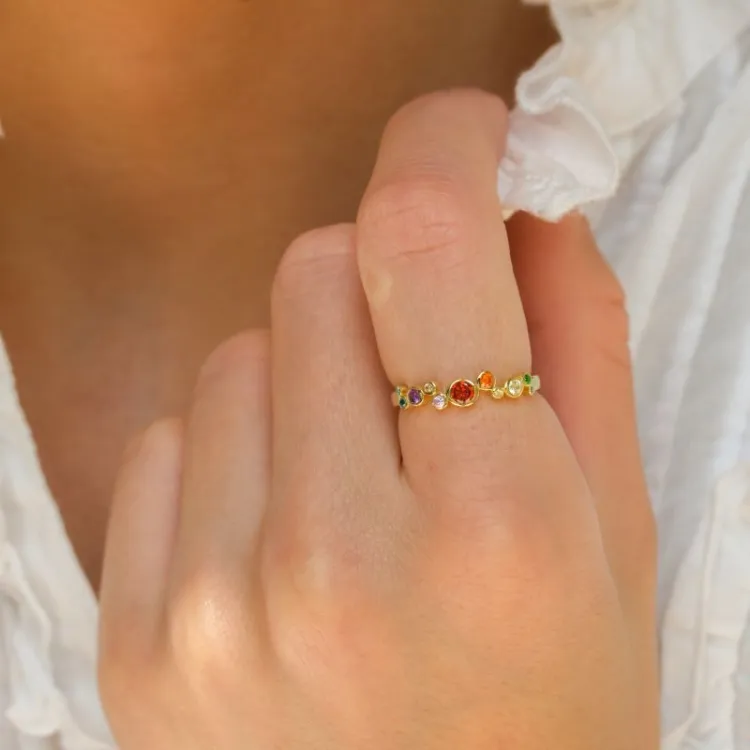 veelkleurig ring in verguld sterlingzilver - Bubbly Twist