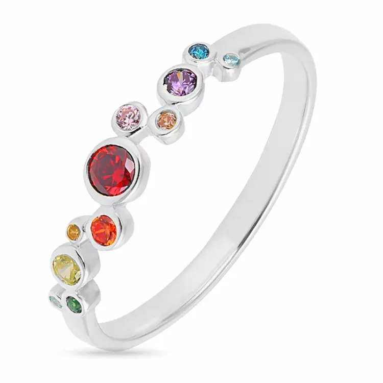 veelkleurig ring in zilver - Bubbly Twist