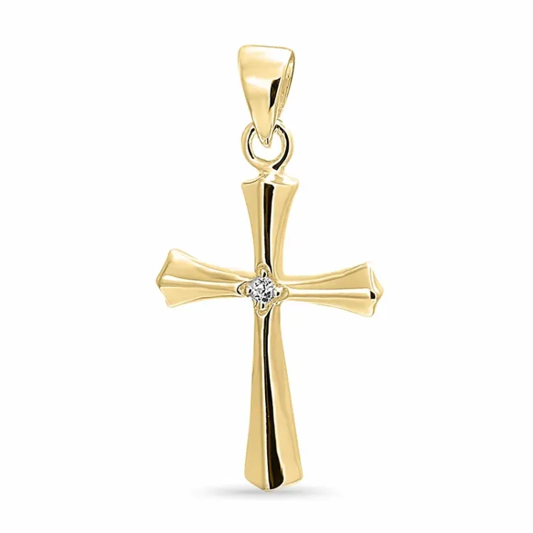kruis zirkoon hanger in verguld sterlingzilver