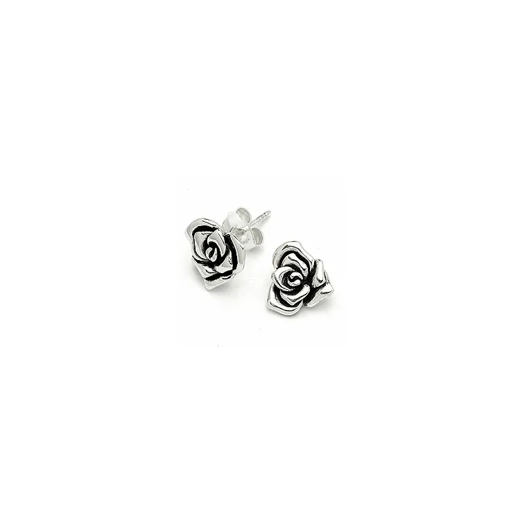 Roze oorbellen in geoxideerd sterlingzilver