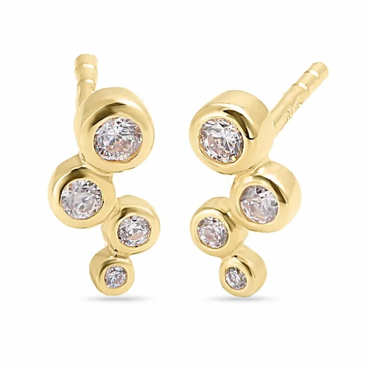 zirkoon oorbellen in verguld zilver - Bubbly Sparkle