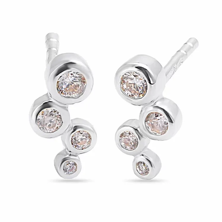 zirkoon oorbellen in zilver - Bubbly Sparkle