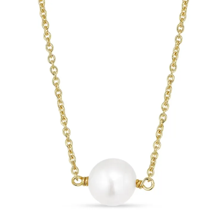 parel ketting in verguld sterlingzilver