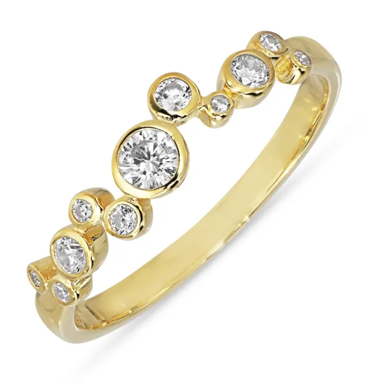 witte zirkoon ring in verguld sterlingzilver - Bubbly Sparkle
