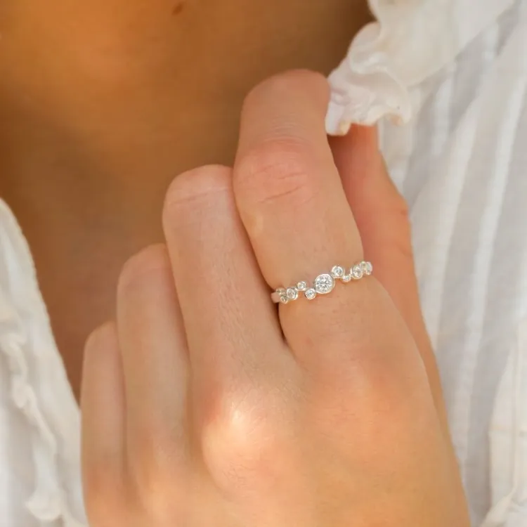witte zirkoon ring in zilver - Bubbly Sparkle