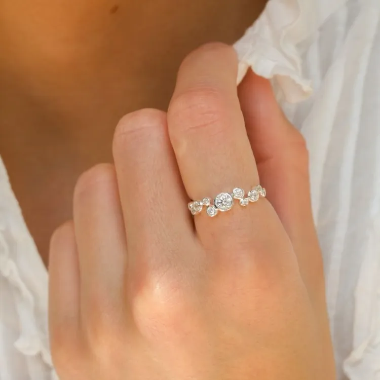 witte zirkoon ring in zilver - Bubbly Sparkle