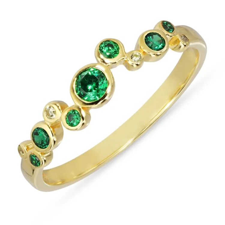 groen zirkoon ring in verguld sterlingzilver - Bubbly Twist