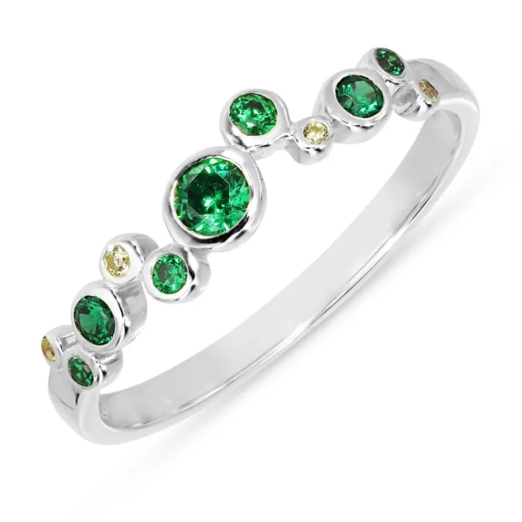 groen zirkoon ring in zilver - Bubbly Twist