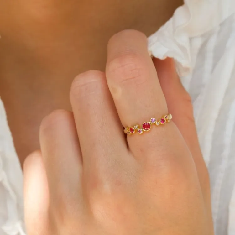 pink zirkoon ring in verguld sterlingzilver - Bubbly Twist