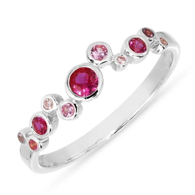 pink zirkoon ring in zilver - Bubbly Twist