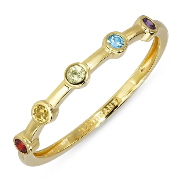 veelkleurig zirkoon ring in verguld sterlingzilver - Bubbly Twist