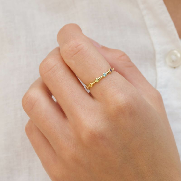 veelkleurig zirkoon ring in verguld sterlingzilver - Bubbly Twist