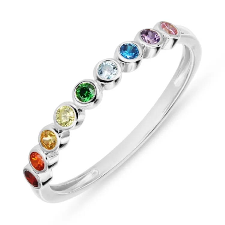 veelkleurig zirkoon ring in zilver - Bubbly Twist