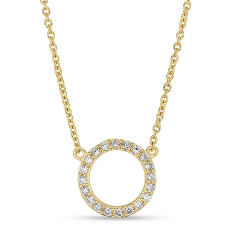 rond zirkoon ketting met hanger in verguld sterlingzilver