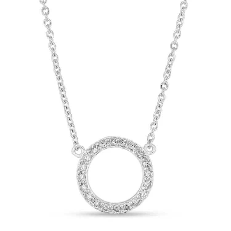 rond zirkoon ketting met hanger in zilver