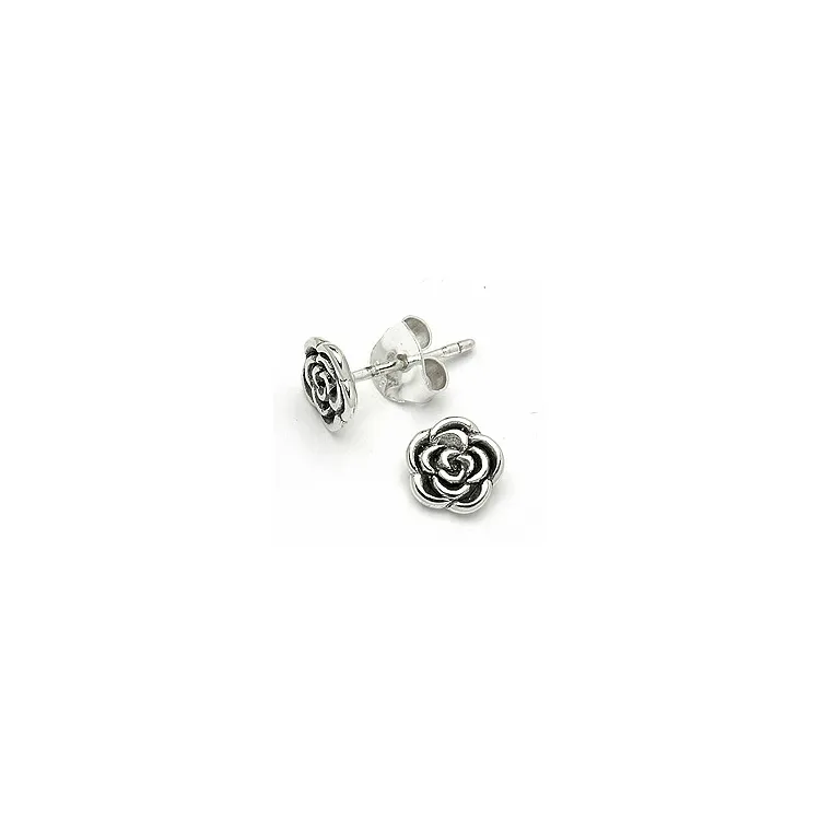 Roze oorbellen in geoxideerd sterlingzilver