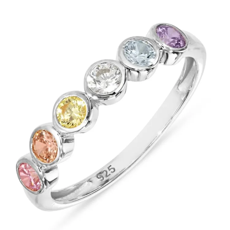 veelkleurig zirkoon ring in zilver - Bubbly Twist