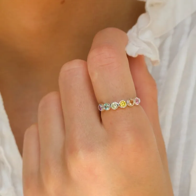 veelkleurig zirkoon ring in zilver - Bubbly Twist