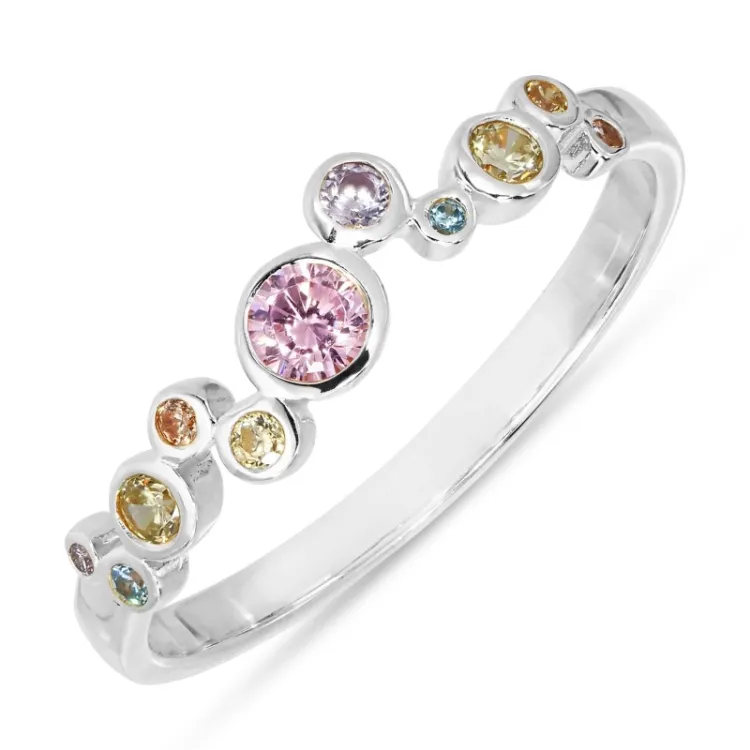 roze zirkoon ring in zilver - Bubbly Twist