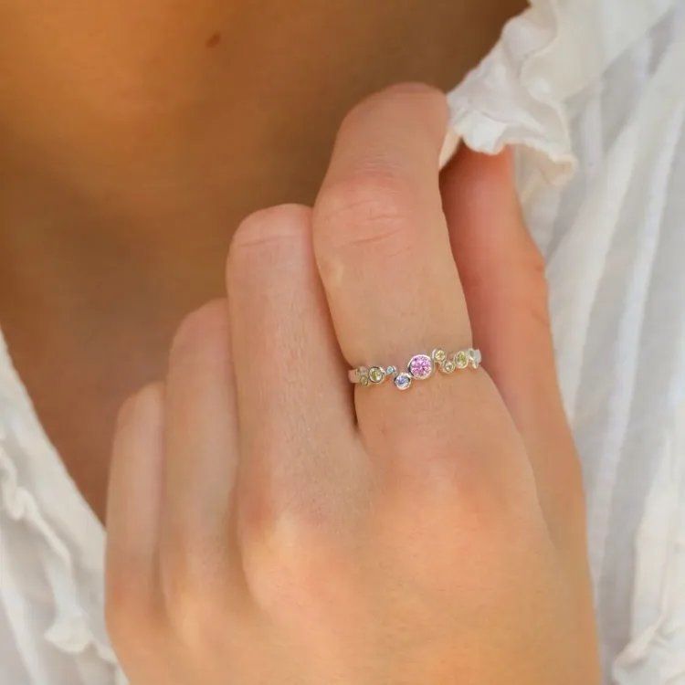 roze zirkoon ring in zilver - Bubbly Twist