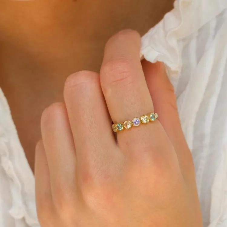 veelkleurig zirkoon ring in verguld sterlingzilver - Bubbly Twist
