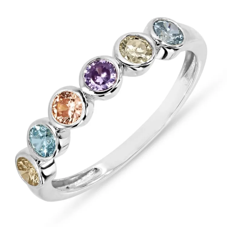 veelkleurig zirkoon ring in zilver - Bubbly Twist