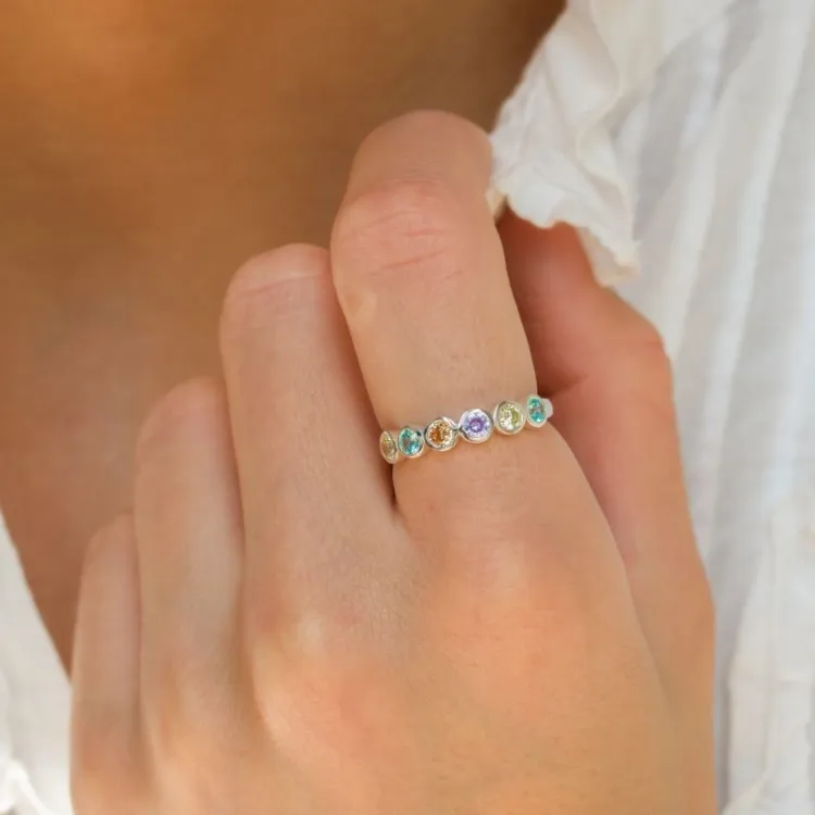 veelkleurig zirkoon ring in zilver - Bubbly Twist