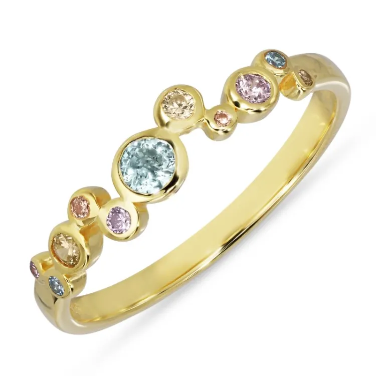 veelkleurig zirkoon ring in verguld sterlingzilver - Bubbly Twist