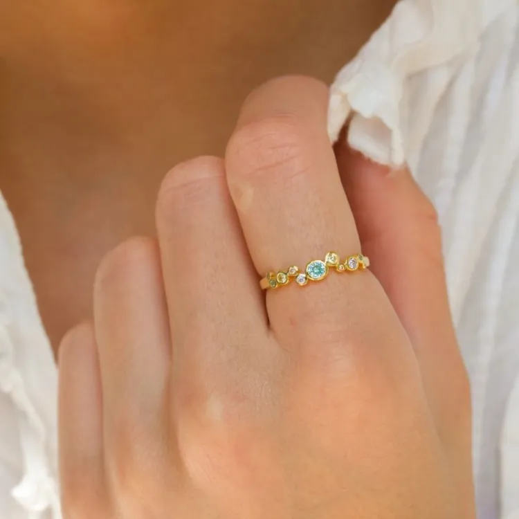 veelkleurig zirkoon ring in verguld sterlingzilver - Bubbly Twist