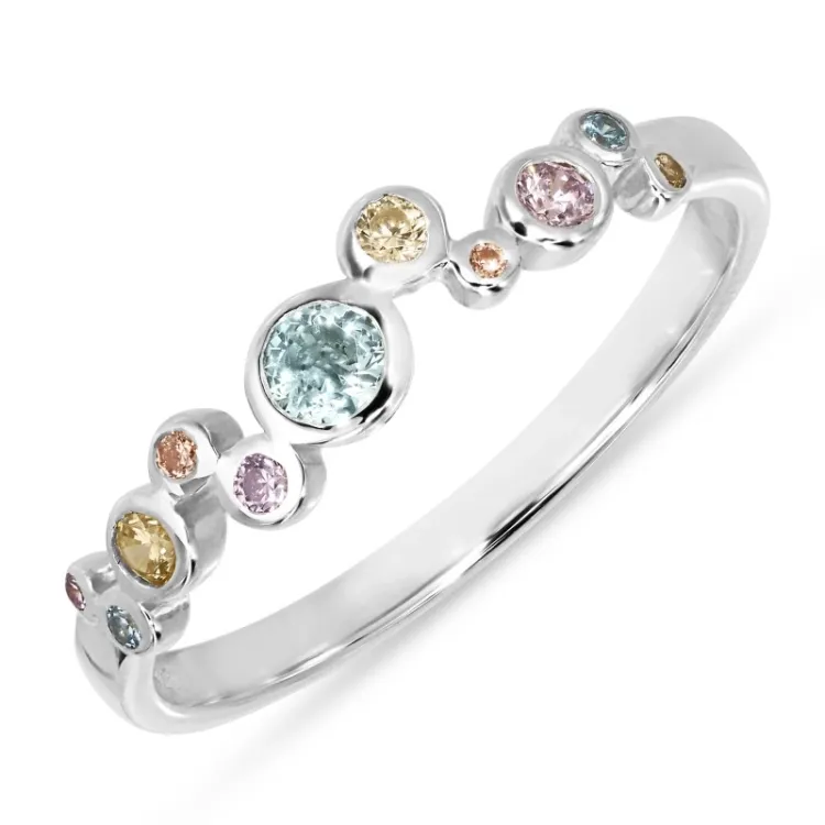 veelkleurig zirkoon ring in zilver - Bubbly Twist