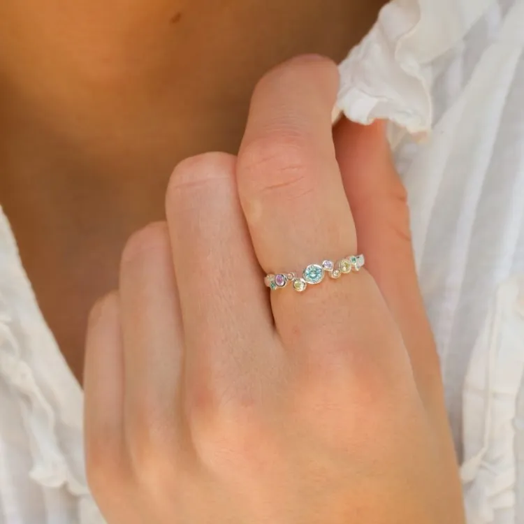 veelkleurig zirkoon ring in zilver - Bubbly Twist