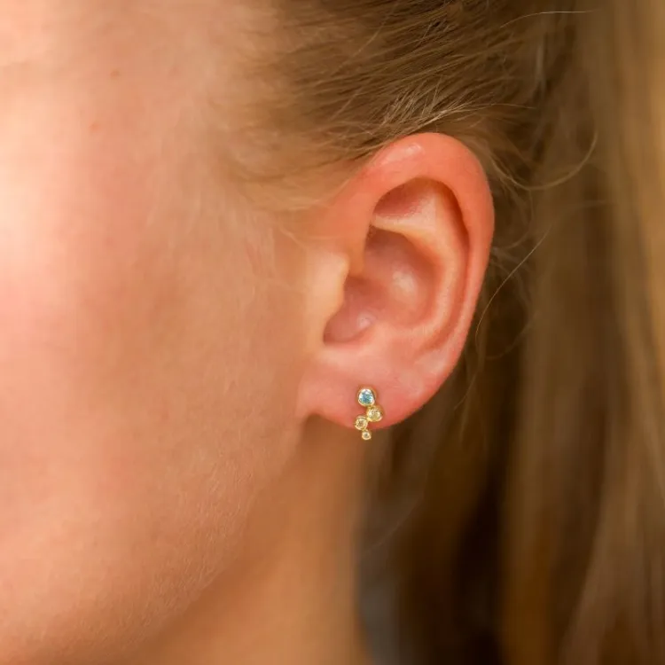 multikleurige zirkoon oorsteker in verguld zilver - Bubbly Twist