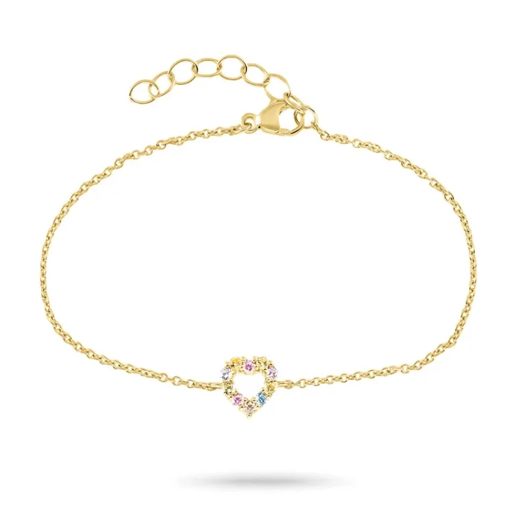 hart veelkleurig zirkoon armband in verguld sterlingzilver