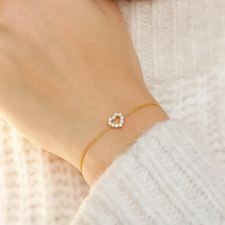 hart witte zirkoon armband in verguld sterlingzilver