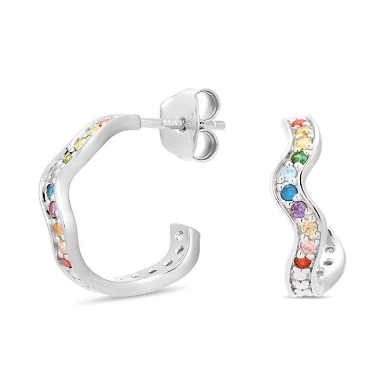 multikleurige zirkoon halfcreool in zilver