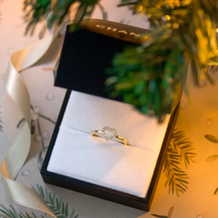 hart witte zirkoon ring in verguld sterlingzilver