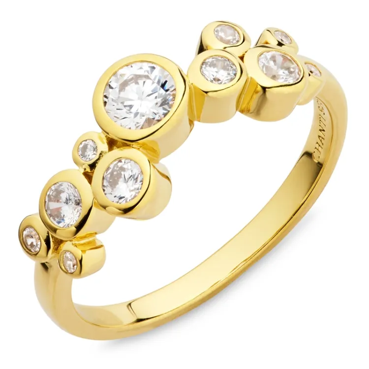 zirkoon ring in verguld sterlingzilver - Bubbly Sparkle