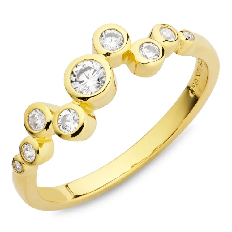 zirkoon ring in verguld sterlingzilver - Bubbly Sparkle