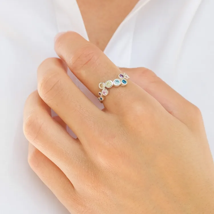veelkleurig zirkoon ring in zilver - Bubbly Twist