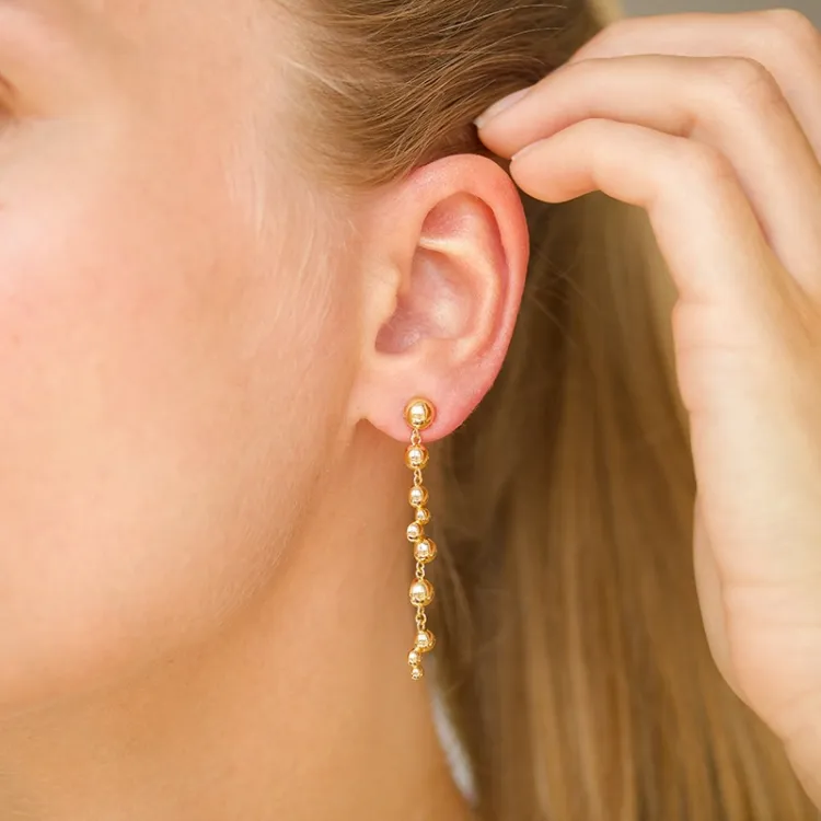 lange oorbellen in verguld zilver - Bubbly Pure