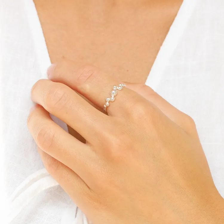 bolletje ring in zilver - Bubbly Pure