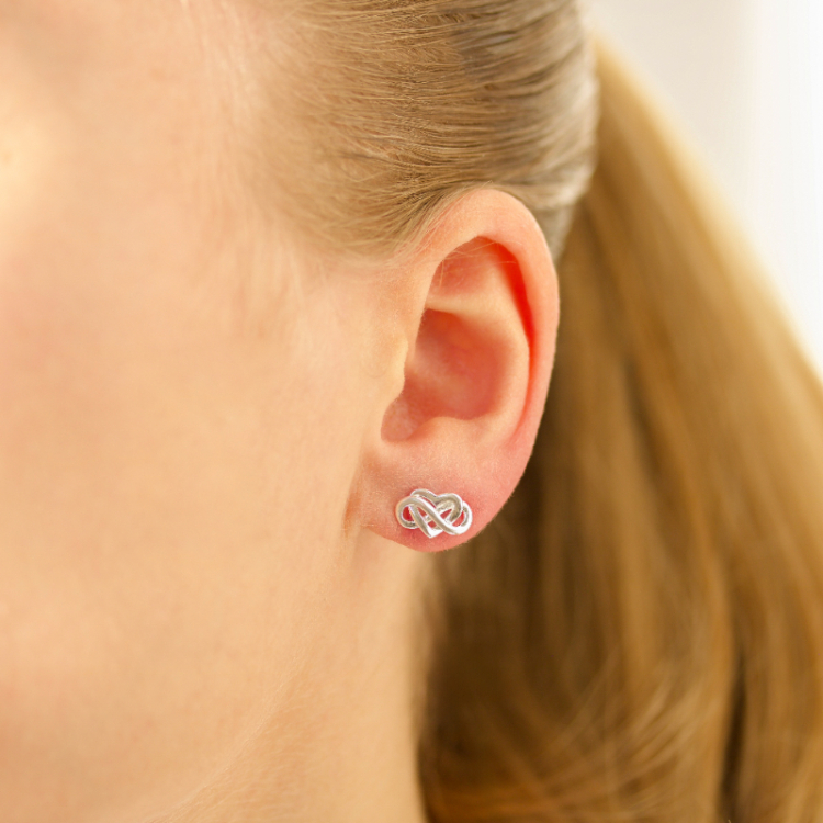 hart infinity oorbellen in zilver - Amoré