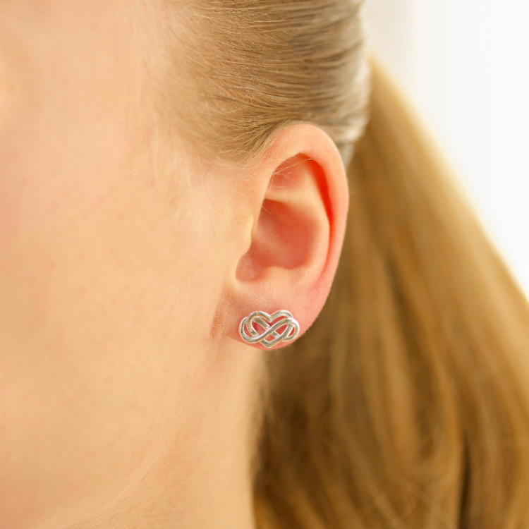 hart infinity oorsteker in zilver - Amoré