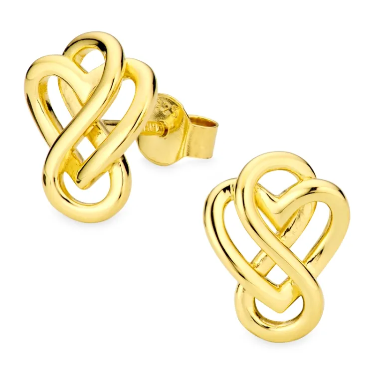 hart infinity oorbellen in verguld zilver - Amoré