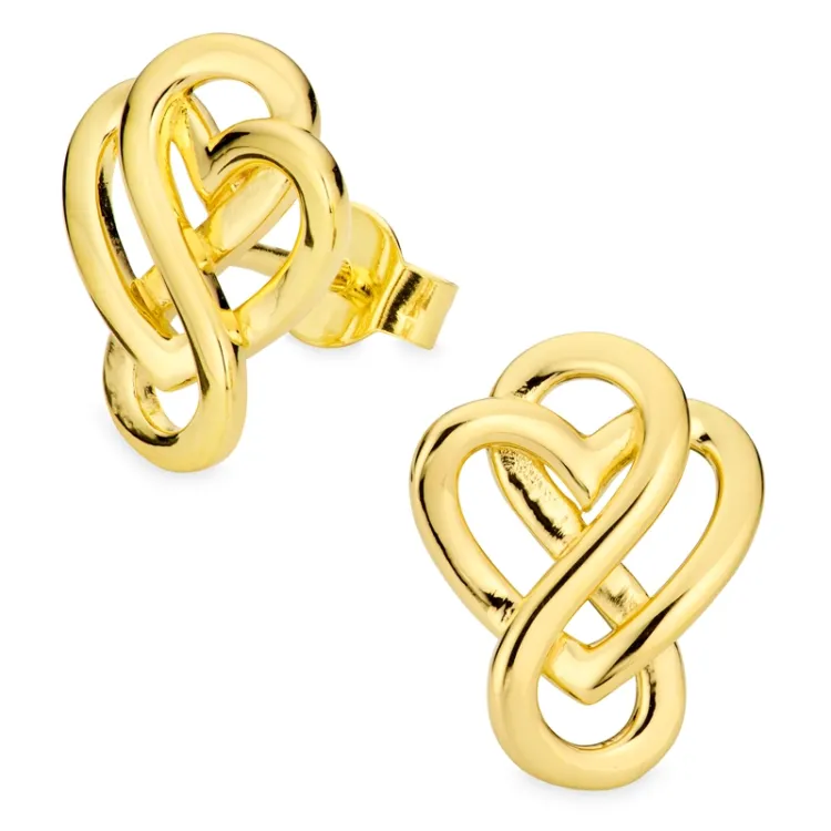 hart infinity oorbellen in verguld zilver - Amoré