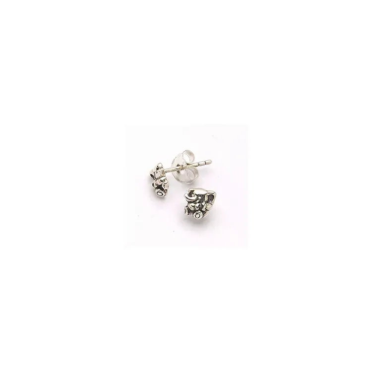 Olifant oorsteker in geoxideerd sterlingzilver
