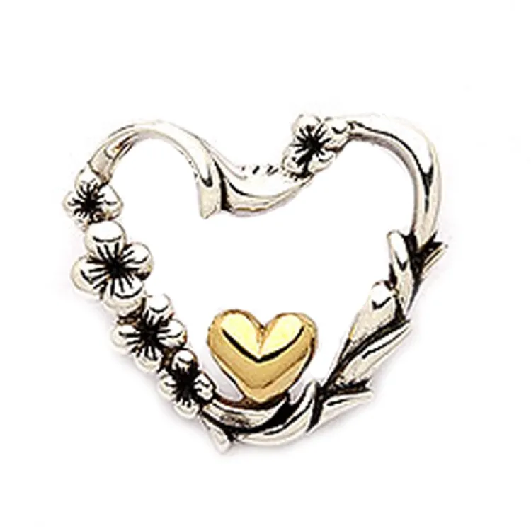 Hart hanger in geoxideerd sterlingzilver en verguld sterlingzilver
