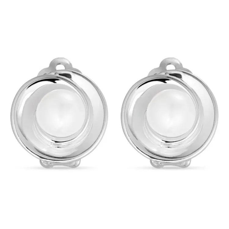 Parel oorclips in zilver